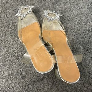Silver and rhinestone used heels